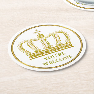 Dessous-de-verre Rond En Papier Golden Royal Crown + votre backgr. & idées