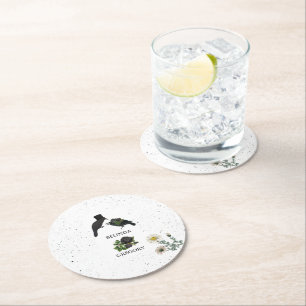 Dessous-de-verre Rond En Papier Gothique Halloween noir Rose Corbeaux Mariage