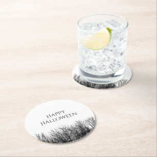 Dessous-de-verre Rond En Papier Gothique Woods Halloween Party Noir Blanc