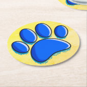 Dessous-de-verre Rond En Papier Graffiti Art Chien Empreinte de patte (Incliné)