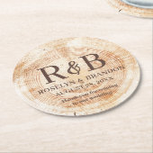 Dessous-de-verre Rond En Papier Grain de bois Merci Mariage rustique Favoriser le  (Incliné)