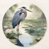 Dessous-de-verre Rond En Papier Grand héron bleu (Devant)