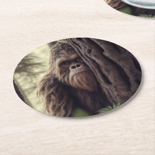Dessous-de-verre Rond En Papier Grand Pied/Sasquatch (Incliné)