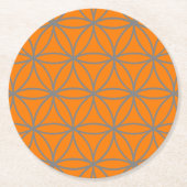 Dessous-de-verre Rond En Papier Graphique gris et orange Lotus Flower Design (Devant)