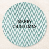 Dessous-de-verre Rond En Papier Gratuit Vert Blanc Chevron Stripes Noël (Devant)
