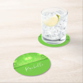 Dessous-de-verre Rond En Papier Green and white glitter (En situation)