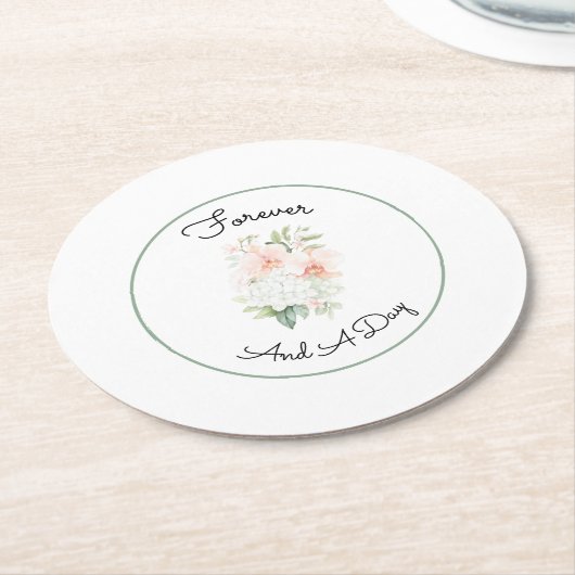 Dessous-de-verre Rond En Papier Green Blush Peach Orchid Flowers Wedding (Incliné)