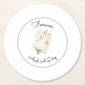 Dessous-de-verre Rond En Papier Green Blush Peach Orchid Flowers Wedding (Devant)