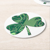 Dessous-de-verre Rond En Papier Green Circuit Board St Patrick Day Shamrock (Incliné)
