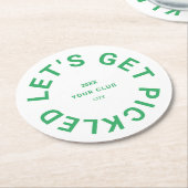 Dessous-de-verre Rond En Papier Green Get Pickleball Crest Pickled (Incliné)