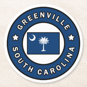 Dessous-de-verre Rond En Papier Greenville Caroline du Sud