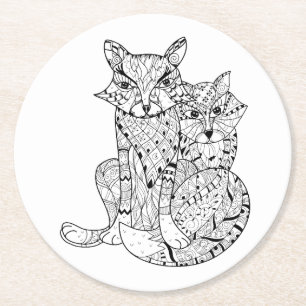 Dessous-de-verre Rond En Papier Griffonnage de Fox de Boho