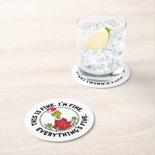 Dessous-de-verre Rond En Papier Grinch | Everything's Fine (En situation)