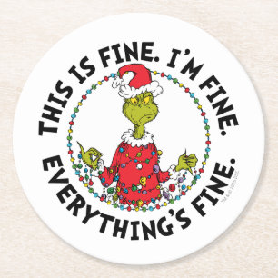 Dessous-de-verre Rond En Papier Grinch Tout va bien
