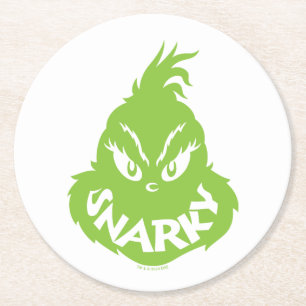 Dessous-de-verre Rond En Papier Grincheux grinche Visage de Grinch