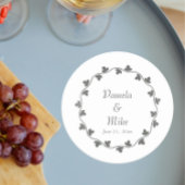 Dessous-de-verre Rond En Papier Gris Ivy Wreath Mariage personnalisé