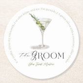 Dessous-de-verre Rond En Papier Groom Signature Cocktail Aquarelle Mariage Boisson (Devant)