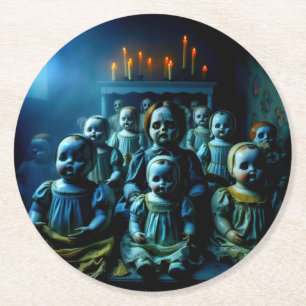 Dessous-de-verre Rond En Papier Groupe de poupées Déplaisantes ! Dessous-de-verres