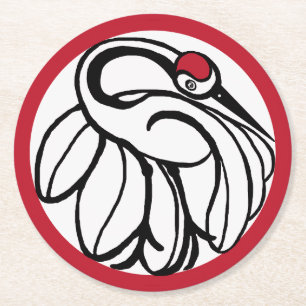 Dessous-de-verre Rond En Papier Grue japonaise Tancho