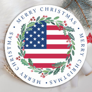 Dessous-de-verre Rond En Papier Guirlande de Noël patriotique du drapeau américain