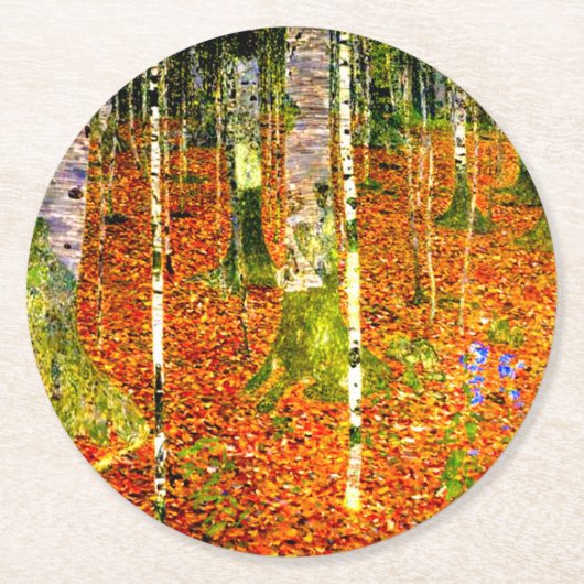 Dessous-de-verre Rond En Papier Gustav Klimt Birch Trees (Devant)