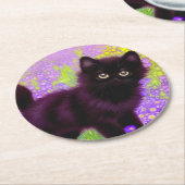 Dessous-de-verre Rond En Papier Gustav Klimt Black Kitten (Incliné)