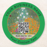 Dessous-de-verre Rond En Papier Gustav Klimt - Jardin des fleurs Code QR<br><div class="desc">Jardin aux fleurs - Gustav Klimt en 1905-1907</div>