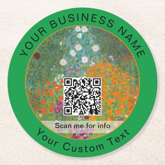 Dessous-de-verre Rond En Papier Gustav Klimt - Jardin des fleurs Code QR (Devant)