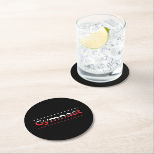 Dessous-de-verre Rond En Papier Gymnaste - Mot minimaliste moderne de gymnastique