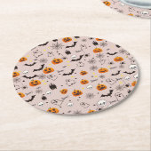 Dessous-de-verre Rond En Papier Halloween Boo Ghost Cute (Incliné)