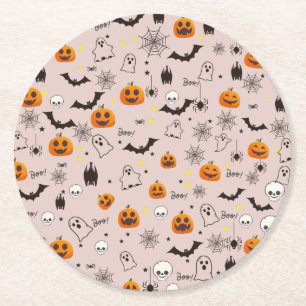 Dessous-de-verre Rond En Papier Halloween Boo Ghost Cute