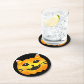 Dessous-de-verre Rond En Papier Halloween Chat-o'-Lanterne (En situation)