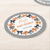 Dessous-de-verre Rond En Papier Halloween Coquette Black | Baby shower Orange Bows (Incliné)