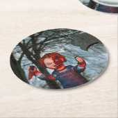 Dessous-de-verre Rond En Papier Halloween effrayant (Incliné)