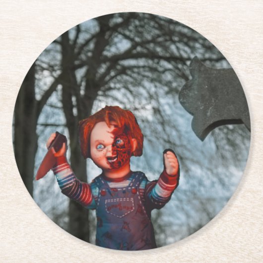 Dessous-de-verre Rond En Papier Halloween effrayant (Devant)