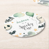 Dessous-de-verre Rond En Papier Halloween Éffrayant premier (Incliné)