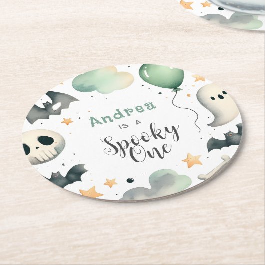 Dessous-de-verre Rond En Papier Halloween Éffrayant premier (Incliné)