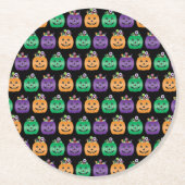 Dessous-de-verre Rond En Papier Halloween Jack-o'-lantern Candy Pail (Devant)