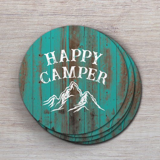 Dessous-de-verre Rond En Papier Happy Camper Mountain Adventure Turquoise Grange C