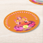 Dessous-de-verre Rond En Papier Happy Diwali - Deepalavi Lakshmi Goddess 1 (Incliné)