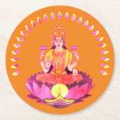 Dessous-de-verre Rond En Papier Happy Diwali - Deepalavi Lakshmi Goddess 1 (Devant)