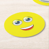 Dessous-de-verre Rond En Papier Happy Face Emoji (Incliné)