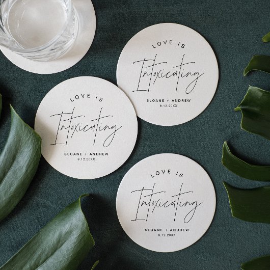 Dessous-de-verre Rond En Papier HARLOW L'amour Mariage moderne est enivrant