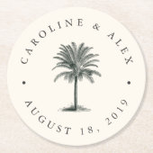 Dessous-de-verre Rond En Papier Havana Palm Mariage (Devant)
