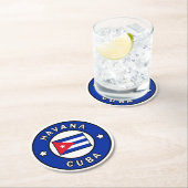 Dessous-de-verre Rond En Papier Havane Cuba (En situation)