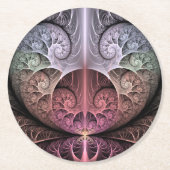 Dessous-de-verre Rond En Papier Heartbeat, Abstrait surreal Imaginaire Fractal Art (Devant)
