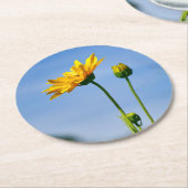 Dessous-de-verre Rond En Papier Hélénium de marguerite jaune (Incliné)