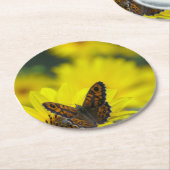 Dessous-de-verre Rond En Papier Hélénium de marguerite jaune (Incliné)