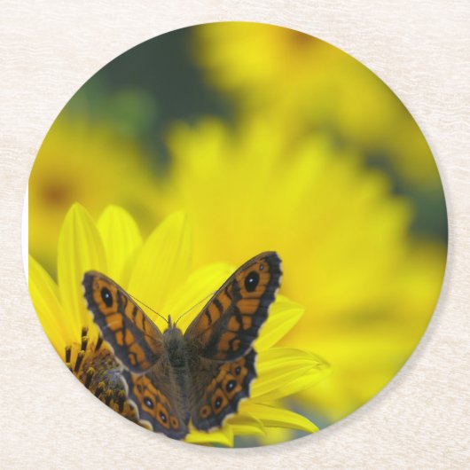 Dessous-de-verre Rond En Papier Hélénium de marguerite jaune (Devant)