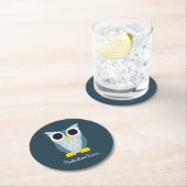 Dessous-de-verre Rond En Papier Henry le hibou (En situation)